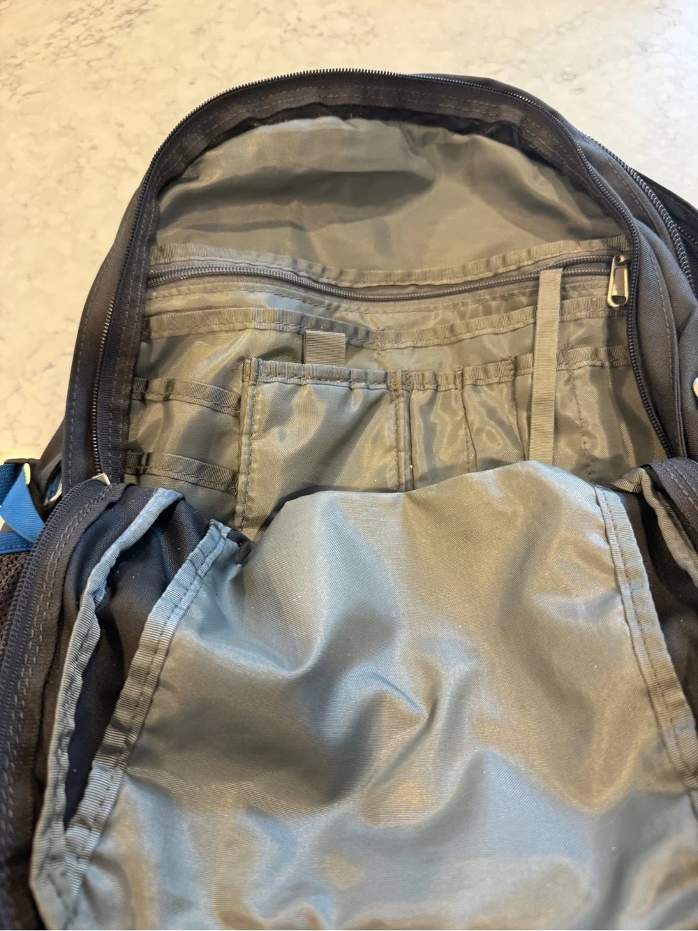 The North Face Rainer Backpack Gray Blue Hiking Laptop Travel School Book Bag